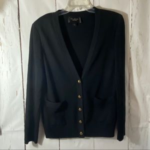 St John Caviar Large Black Cardigan Sweater